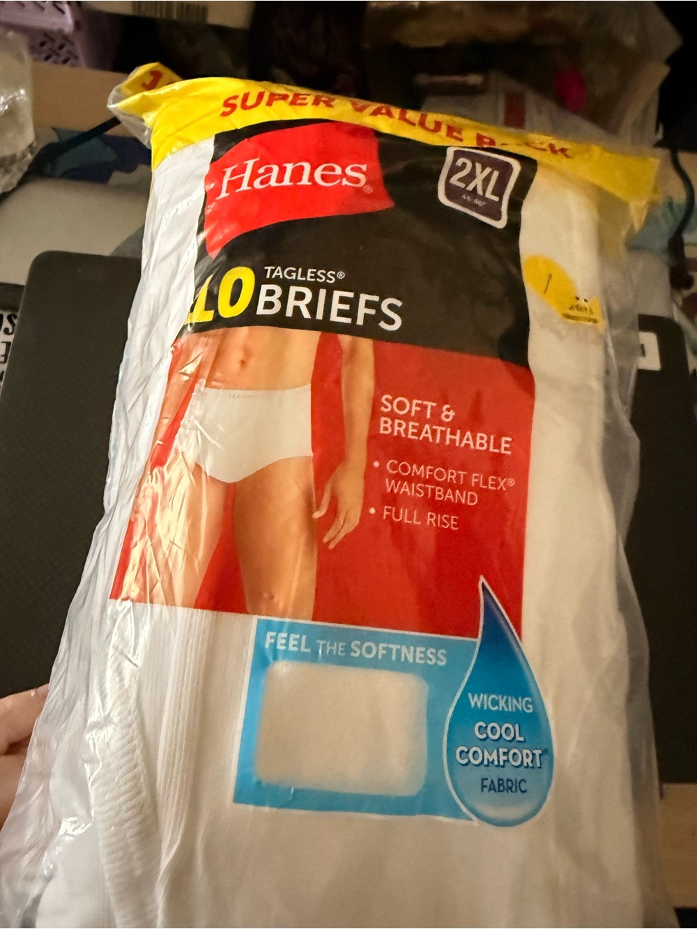 Hanes Men’s White Briefs 10 Pack 2XL 44-46 Tagless 100% Cotton 2252W0 NEW